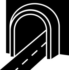 Sticker - Road tunnel icon in b&w color.