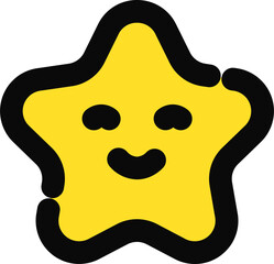 Wall Mural - Cute Star Character icon in yellow and black color.