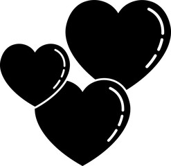 Poster - Three heart glyph icon in flat style.