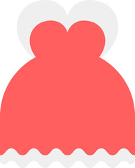 Sticker - Female dress icon in red and white color.