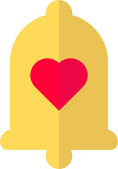 Sticker - Love bell icon in yellow and red color.