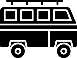 Poster - Camper van icon in b&w color.