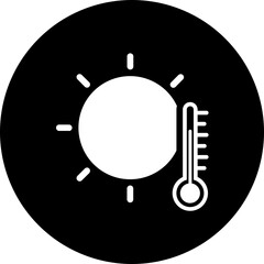 Sticker - High temperature or hot weather glyph icon.