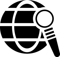 Poster - Global searching icon in b&w color.