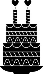 Poster - B&W cake with burning candles icon.