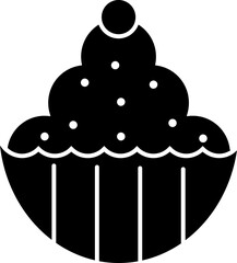 Wall Mural - Illustration of cupcake icon in b&w color.