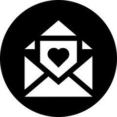 Sticker - Love letter or mail icon in b&w color.