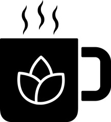 Sticker - Vector illustration of herbal tea cup glyph icon.