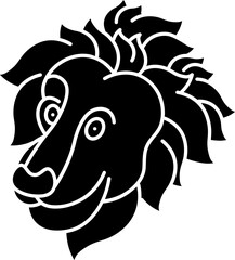 Sticker - Glyph Lion Face Icon in Flat Style.