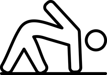 Sticker - Human doing utthita trikonasana yoga exercise icon in black line art.