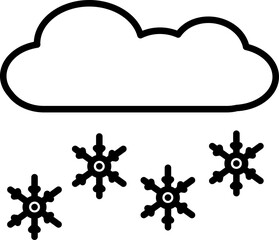 Wall Mural - Cloud with Snowflakes Icon in Black Thin Line Art.