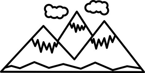 Canvas Print - Snowy Mountains with Clouds Icon in Flat Style.