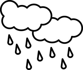 Poster - Illustration of Rain Clouds Icon in Thin Line Art.