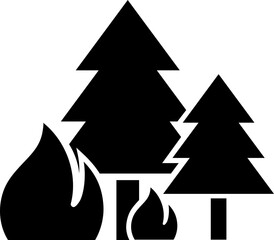 Poster - Fire trees icon or symbol in b&w color.