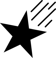 Sticker - Falling star icon in black color.