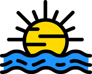 Poster - Sunrise or Sunset icon in yellow and blue color.