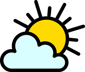 Poster - Cloud with Sun icon in yellow and blue color.