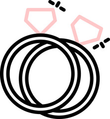 Wall Mural - Two Diamond Rings icon in black and pink line art.