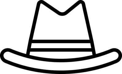 Canvas Print - Line Art Hat Icon in Flat Style.