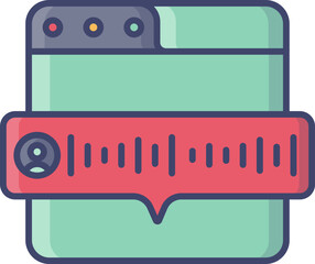 Sticker - Online message web page icon in green and red color.