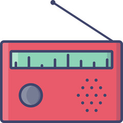 Poster - Isolated radio icon in red and purple color.