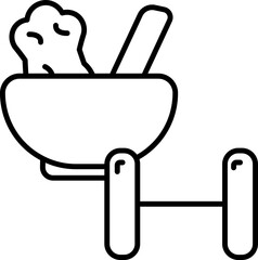 Sticker - Line art Vegetable Food Bowl and Dumbbell icon for Healthy Lifestyle.