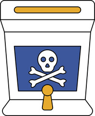 Poster - Skeleton in arcade game machine flat icon.