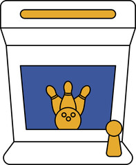 Poster - Bowling pin with ball in arcade game machine color icon.