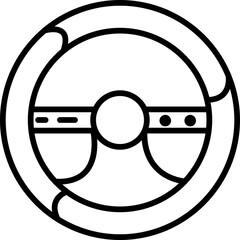 Sticker - Flat Style Steering Wheel icon in Line Art.