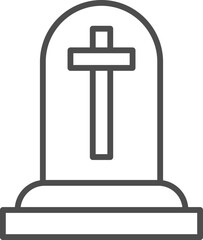 Wall Mural - Black Outline Graveyard Icon In Flat Style.