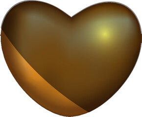 Poster - Glossy golden heart shape on white background.