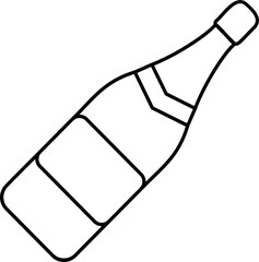 Wall Mural - Champagne Bottle Icon In Black Line Art.