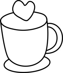 Sticker - Cup With Heart Icon In Flat Style.