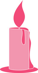 Poster - Candle Icon In Pink Color.