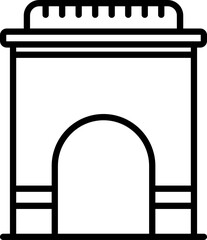 Sticker - India gate icon in black line art.