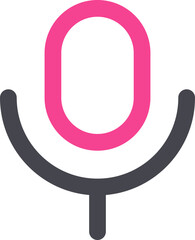 Poster - Isolated Mic icon in grey and pink line art.