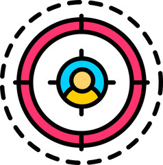 Sticker - User target or focus icon in flat style.