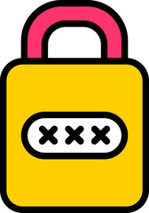 Sticker - Flat style combination lock icon or symbol.