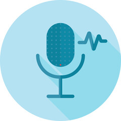 Canvas Print - Microphone icon in blue color.