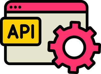 Sticker - Flat style API website setting icon or symbol.