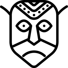 Sticker - African mask icon in thin line art.