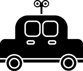 Sticker - Clockwork Toy Car Icon In Glyph Style.