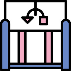 Canvas Print - Crib Icon In Blue And Pink Color.