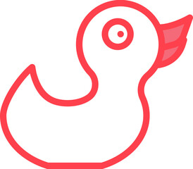 Canvas Print - Duck Toy Icon In Red And White Color.