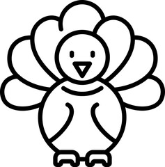 Poster - Turkey bird icon in thin line art.