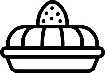 Sticker - Strawberry decorate cake icon in black line art.