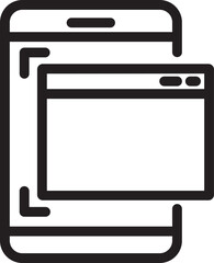 Poster - Line art illustration of Web page in smartphone icon.