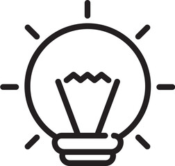 Wall Mural - Flat Style Light bulb icon in line art.