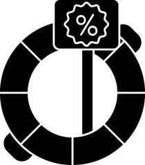 Sticker - Swimming Ring With Percentage Board Icon In B&W Color.