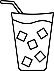 Wall Mural - Line Art Straw in Cold Drink Glass Icon.